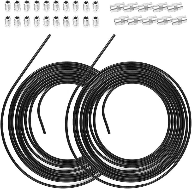 2 Stück 5m Schwarzes Bremsleitung (10m), Ø 4,75mm Bremsrohr mit 20 Verschraubungen und 10 Verbinder