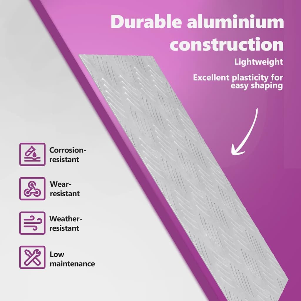 vidaXL Aluminium gerippte Treppenstufen Anti Rutsch Innentmatten | Gebürstetes Silber Set aus 4 rech