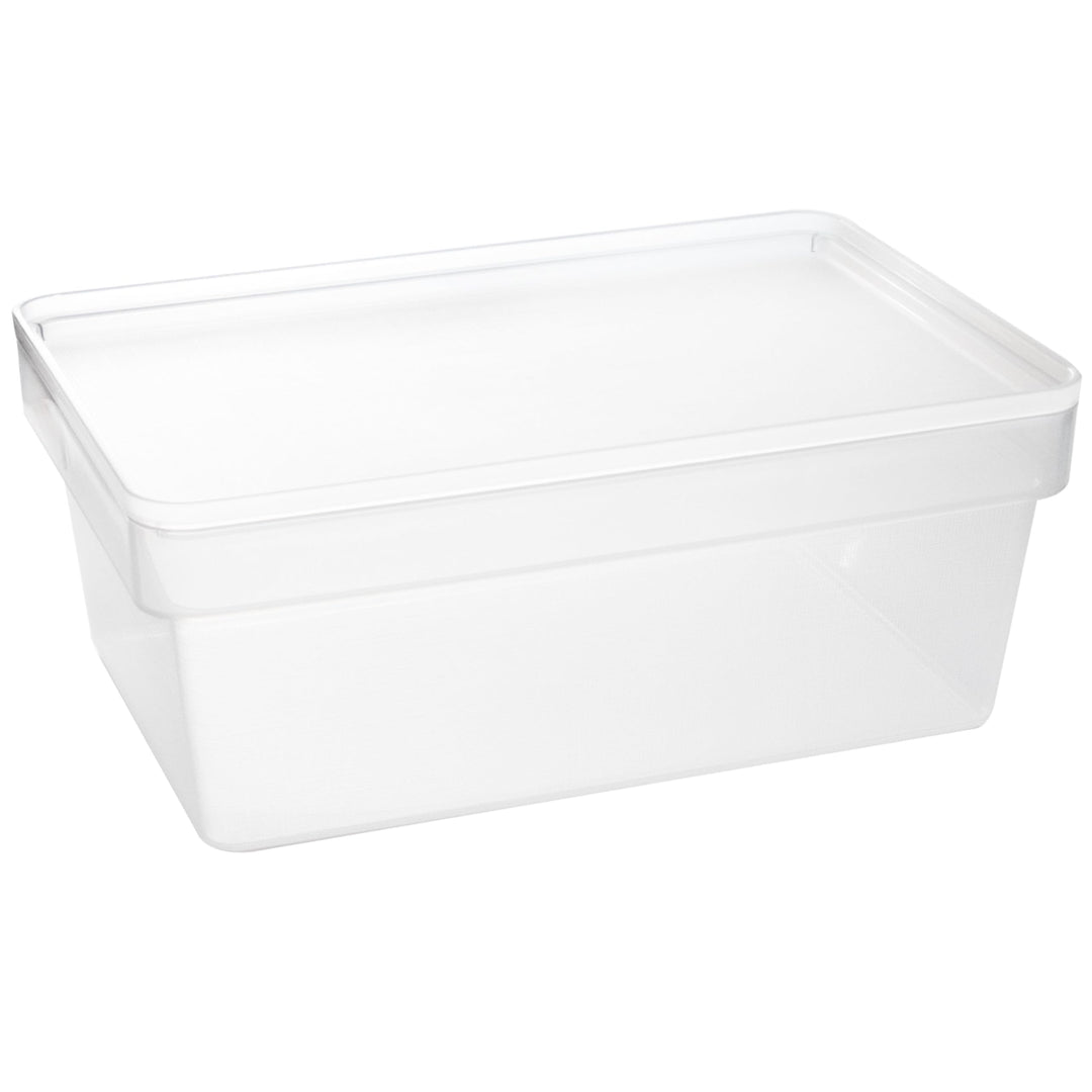 Ordnungsbox mit Deckel - stapelbar - milchig-transparent - Schuhbox - 14,5 cm hoch | 21,5x36x14,5 cm