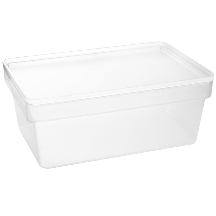 Ordnungsbox mit Deckel - stapelbar - milchig-transparent - Schuhbox - 14,5 cm hoch | 21,5x36x14,5 cm