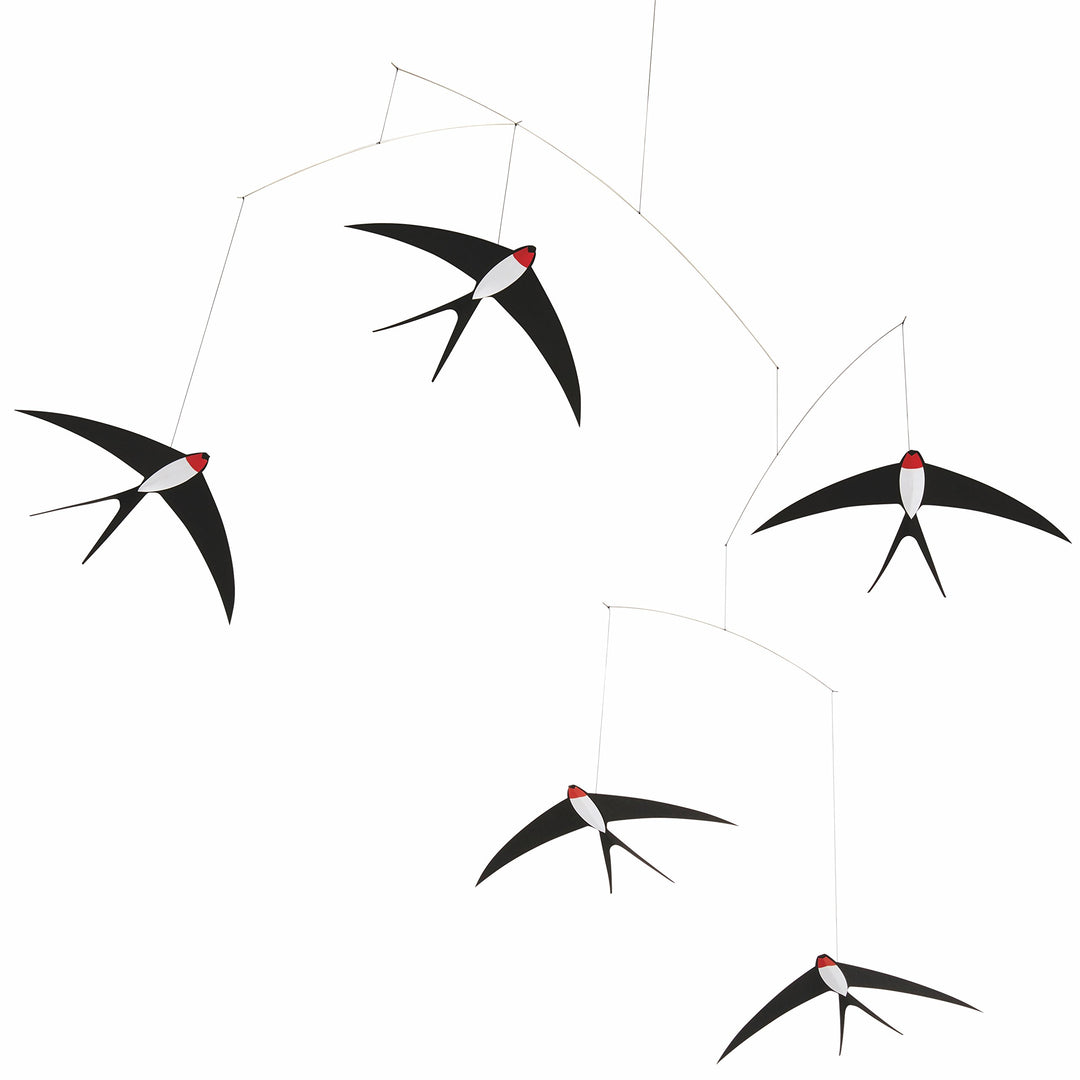 Flensted 024B Flying Swallows 5 Mobile, Stahl, Mehrfarbig, 53x70cm, 53x70cm