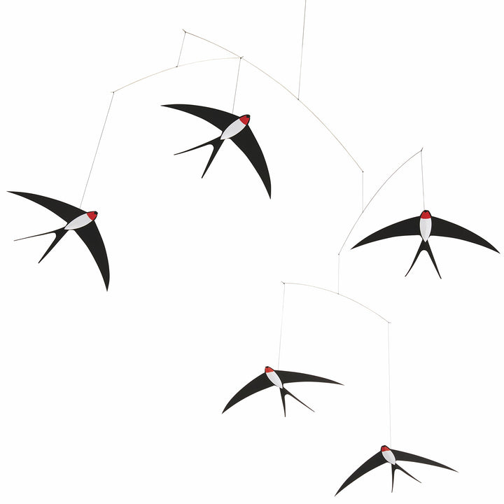 Flensted 024B Flying Swallows 5 Mobile, Stahl, Mehrfarbig, 53x70cm, 53x70cm