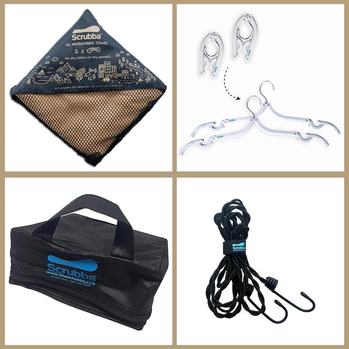 Scrubba Waschbeutel Set 2.0 – Tragbare Reise-Waschmaschine für Hotel und Reisen - Leichter, Kleiner