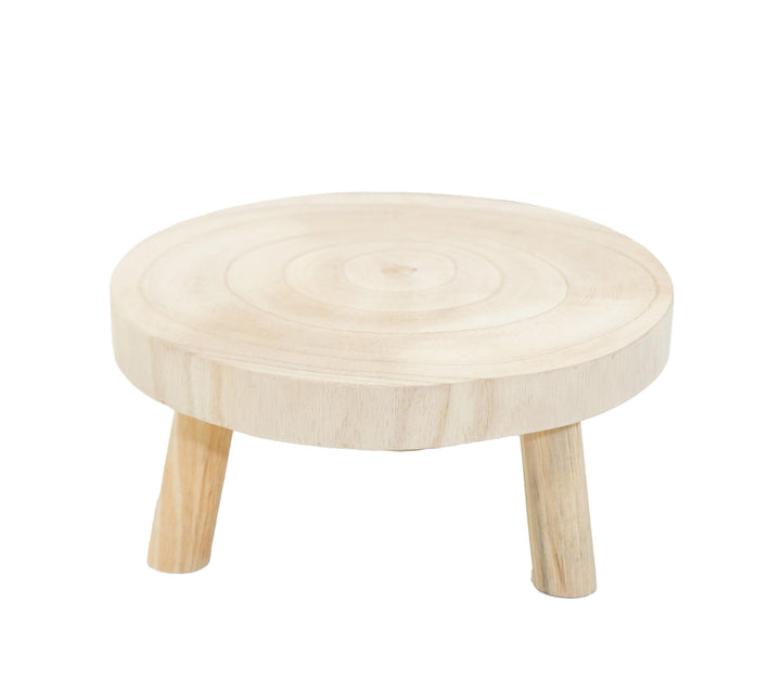 Spetebo Baumscheibe Pflanzenständer natur rund - 25 cm / gross - Holz Blumenhocker mit 3 Füssen - Pf