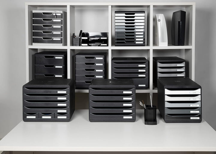 Exacompta 308714D Ablagebox Glossy Querformat mit 5 Schubladen für DIN A+ Dokumente. Belastbare Schu
