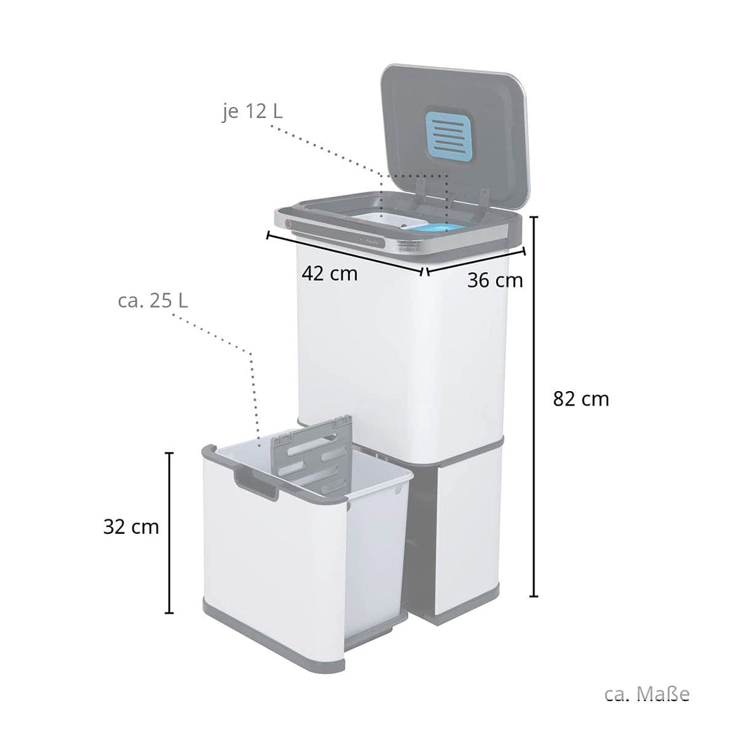 SVITA Sensor-Mülleimer 60L Aktivkohle- und Selbstreinigungs-Funktion Edelstahl Silber, Silber