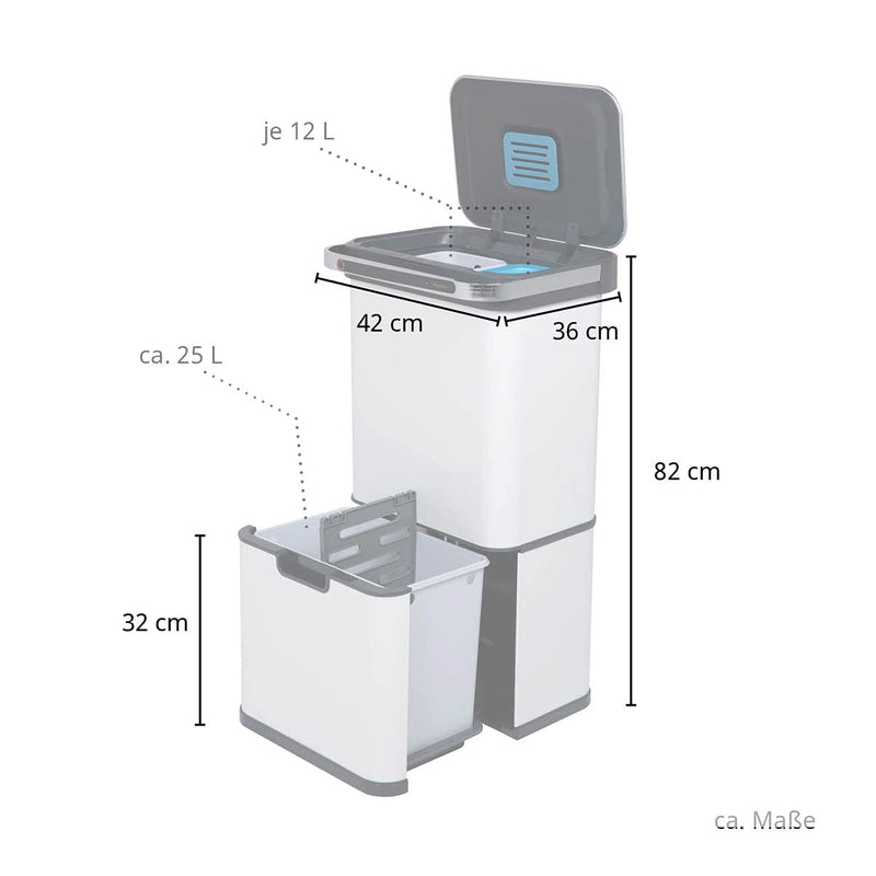 SVITA Sensor-Mülleimer 60L Aktivkohle- und Selbstreinigungs-Funktion Grau, Grau