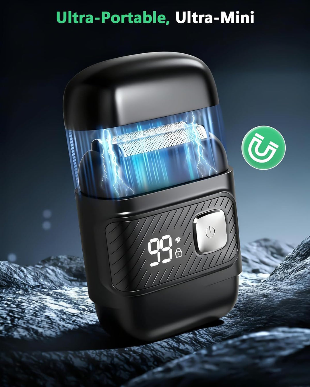 Elektrischer Rasierer Herren, Mini Elektrorasierer mit USB-C Schnellladung, 100min Laufzeit, Wasserd