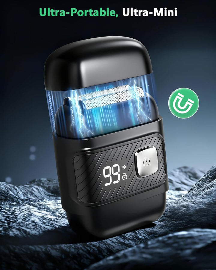 Elektrischer Rasierer Herren, Mini Elektrorasierer mit USB-C Schnellladung, 100min Laufzeit, Wasserd