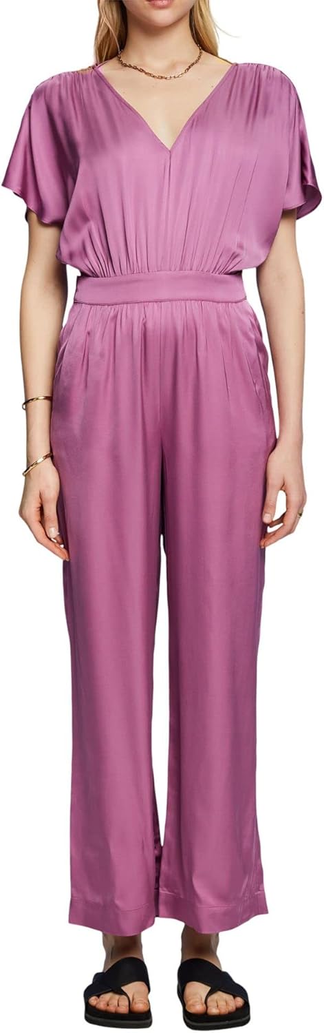 Esprit Collection Einteiler aus Satin mit Bindegürtel, LENZING™ ECOVERO™ 36 506/Violet 2, 36 506/Vio