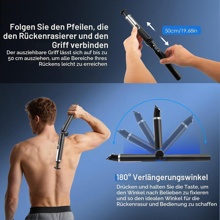 Elektrisch Rückenrasierer Herren, 4 in 1 Mens Rasierer Herren, Trimmer for Herren mit Faltbarem Grif