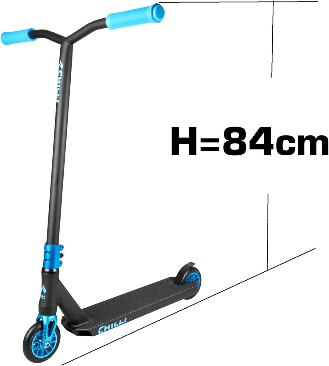 Chilli Pro Scooter Reaper Stunt-Scooter H=84cm Park Trick Tret Roller 110mm + F26 Sticker Wave Blau