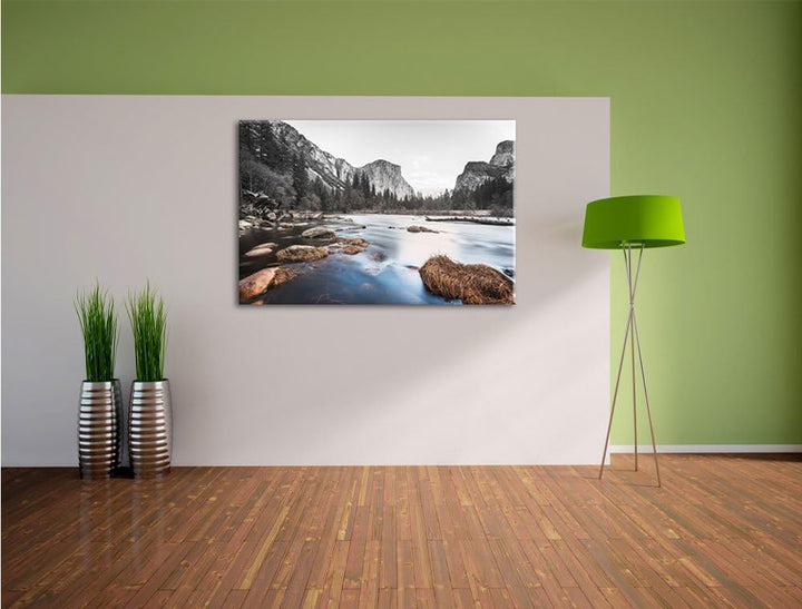 Pixxprint National Park California / 100x70cm Leinwandbild bespannt auf Holzrahmen/Wandbild Kunstdru
