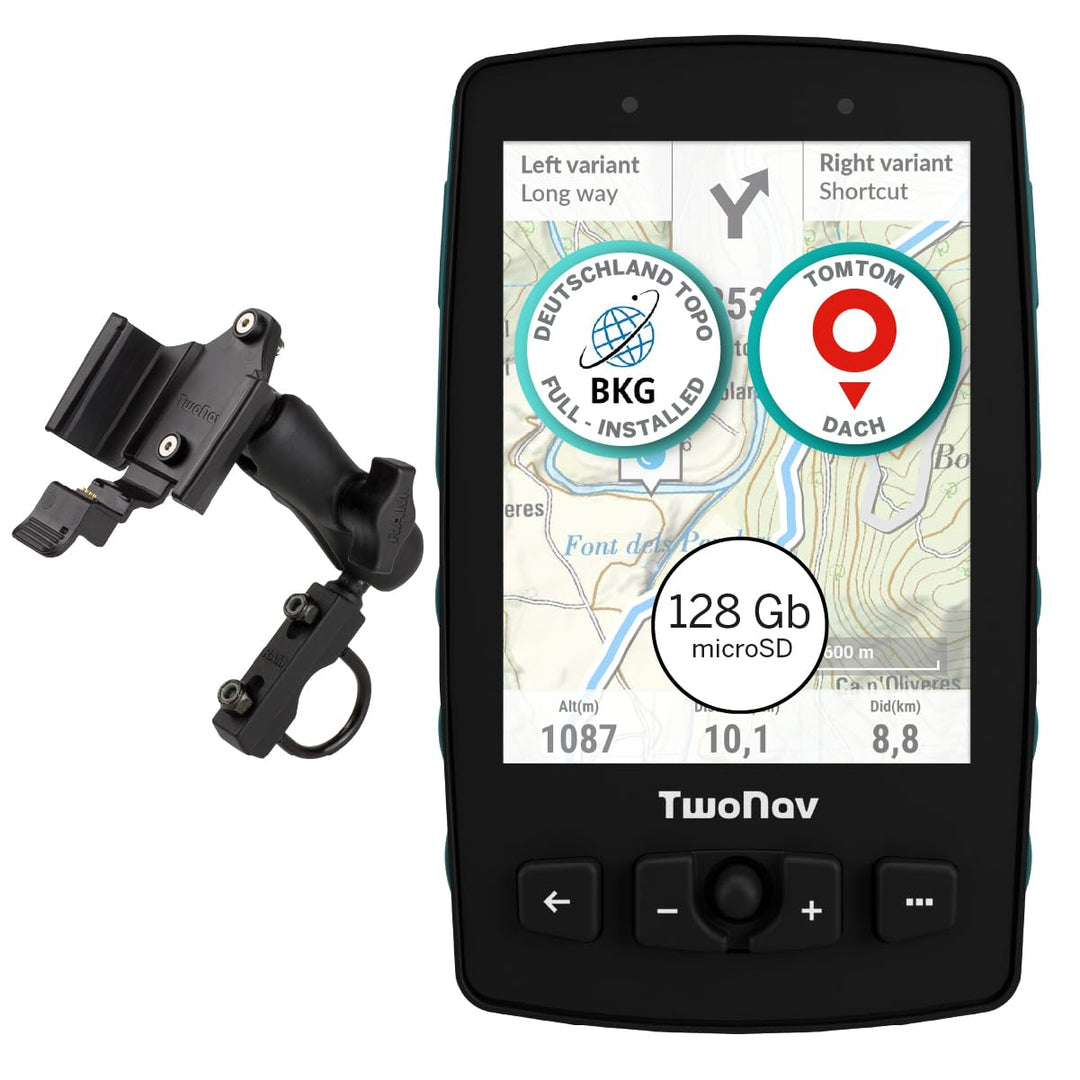 TwoNav Aventura 2 Plus Motor (32 GB) + MicroSD (128 GB) + Karte Full Deutchland BKG Topo 1:25000 ins