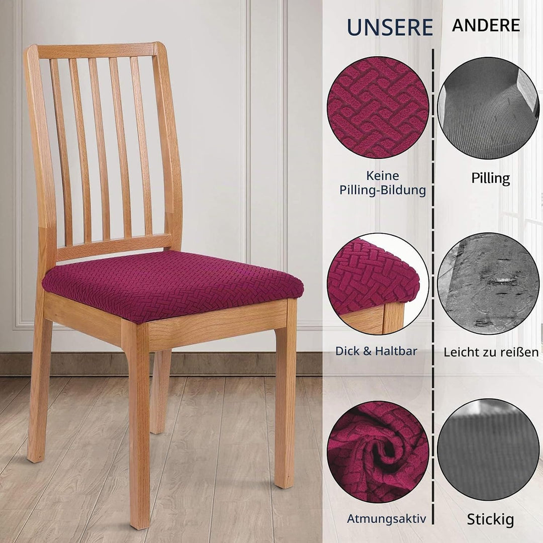 Homaxy Stuhlbezug Sitzfläche 6er Set, Stretch Bezug für Stühle Sitzbezüge für Esszimmerstühle Abwasc