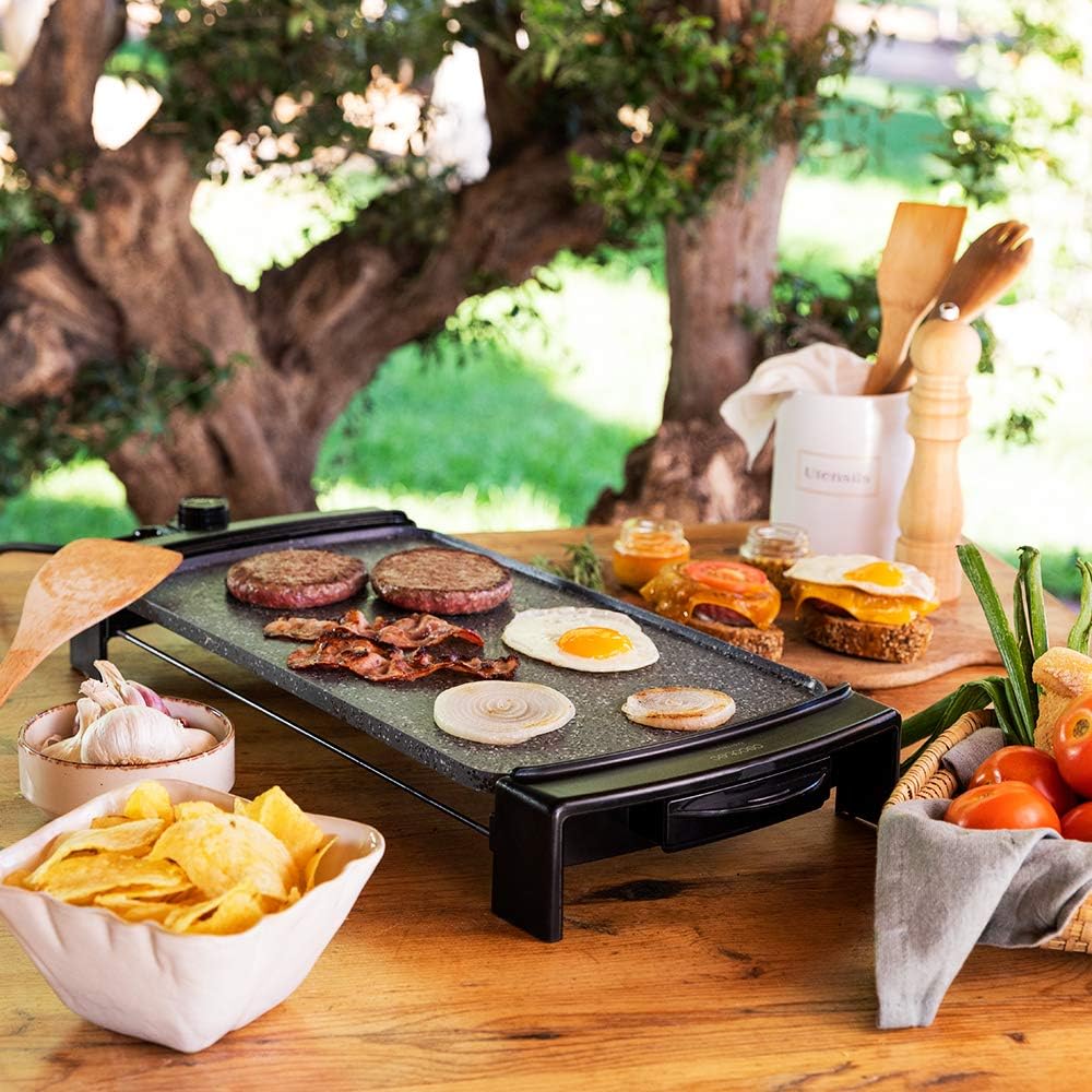 Cecotec Elektrisches Tasty & Grill 3000 RockWater. 2600 W, Riedra RockStone Beschichtung, M-förmiger