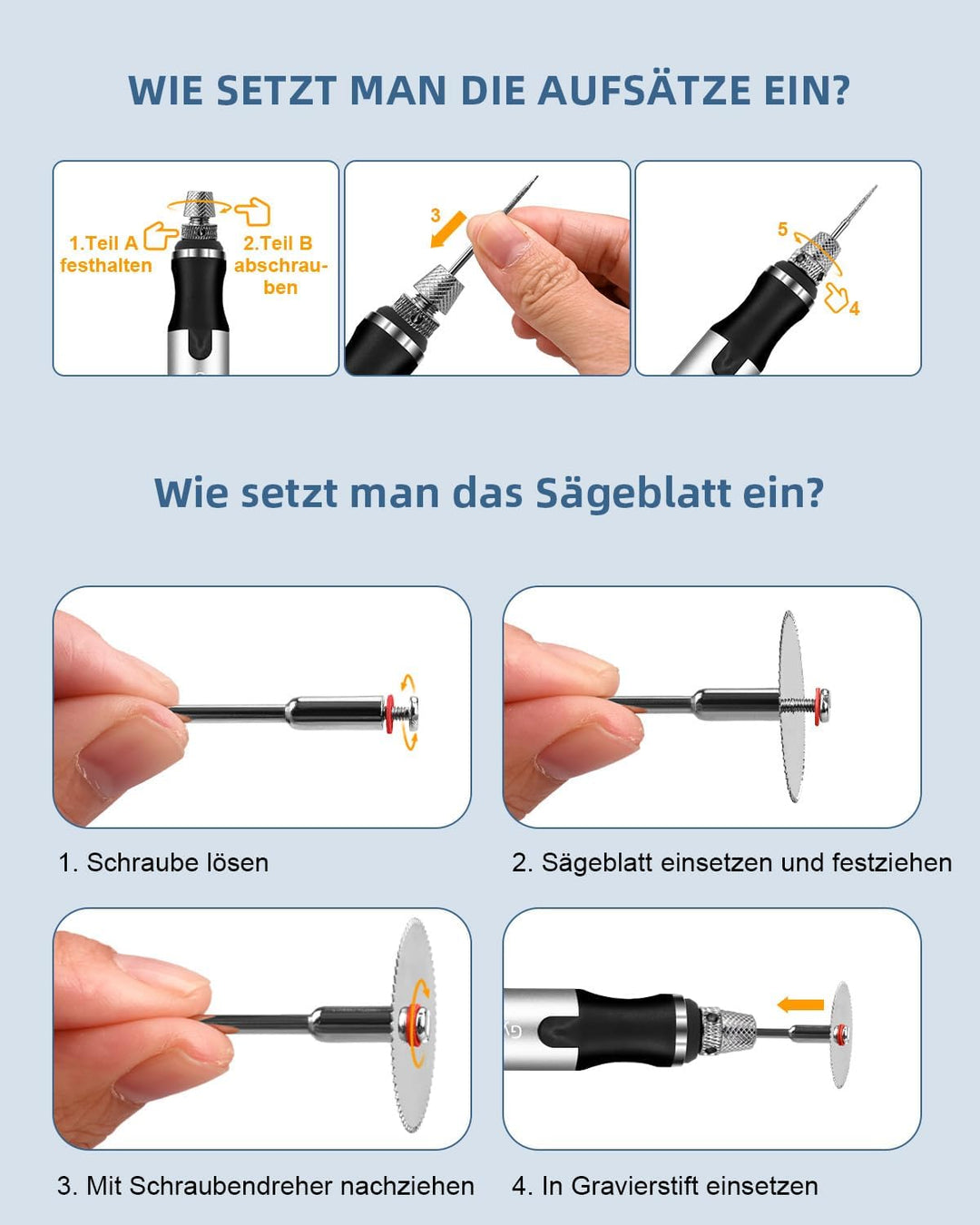 Elektrischer Gravierstift mit 50+ Teilen &amp; 3 Einstellbaren Geschwindigkeiten, Mini Gravur Stift Grav
