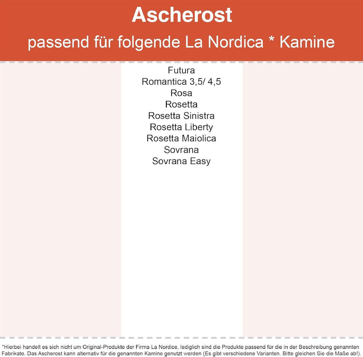 Kaminrost/Ascherost Eckig 273 x 146 x 10 mm passend für La Nordica ** Kaminöfen inkl. Modellübersich