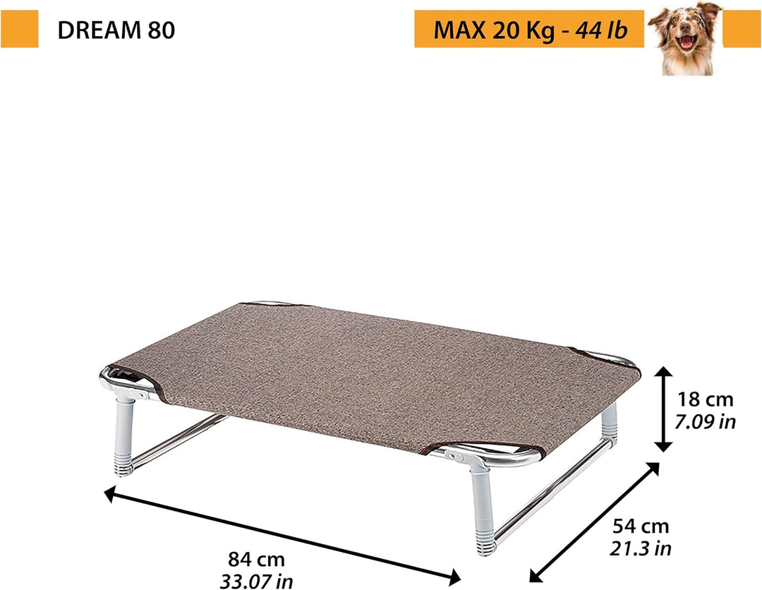 Ferplast Klappbett für Hunde DREAM 80, Liege aus massivem Aluminiumrahmen mit Stoffbezug und verstär