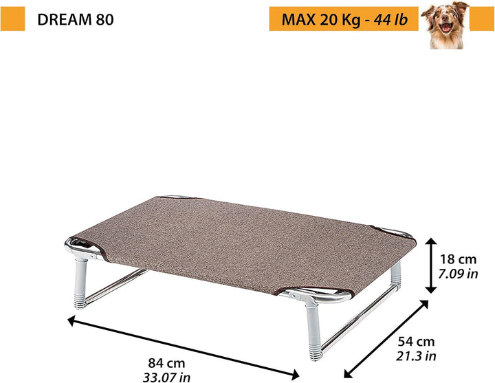 Ferplast Klappbett für Hunde DREAM 80, Liege aus massivem Aluminiumrahmen mit Stoffbezug und verstär