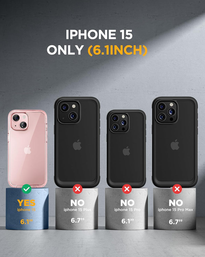 Miracase 360 Grad für iPhone 15 Hülle mit Eingebaut Glas Schutzfolie und Kameraschutz, Stossfest Kom