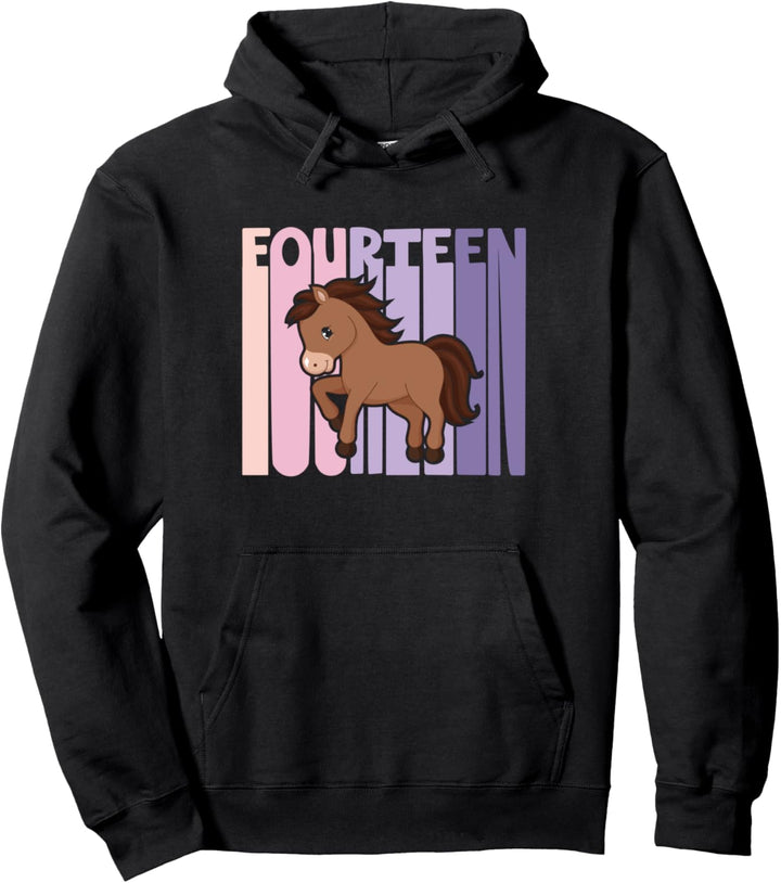 14. Geburtstag Mädchen süsses Pony Reiter 14 Jahre alt Pullover Hoodie