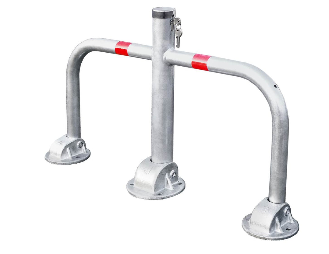 ARCO SRL 3-Fuss-Standard-Parkbügel - Parkplatzsperre, umlegbar, mit Zylinderschloss, 1 Stück, ARS300