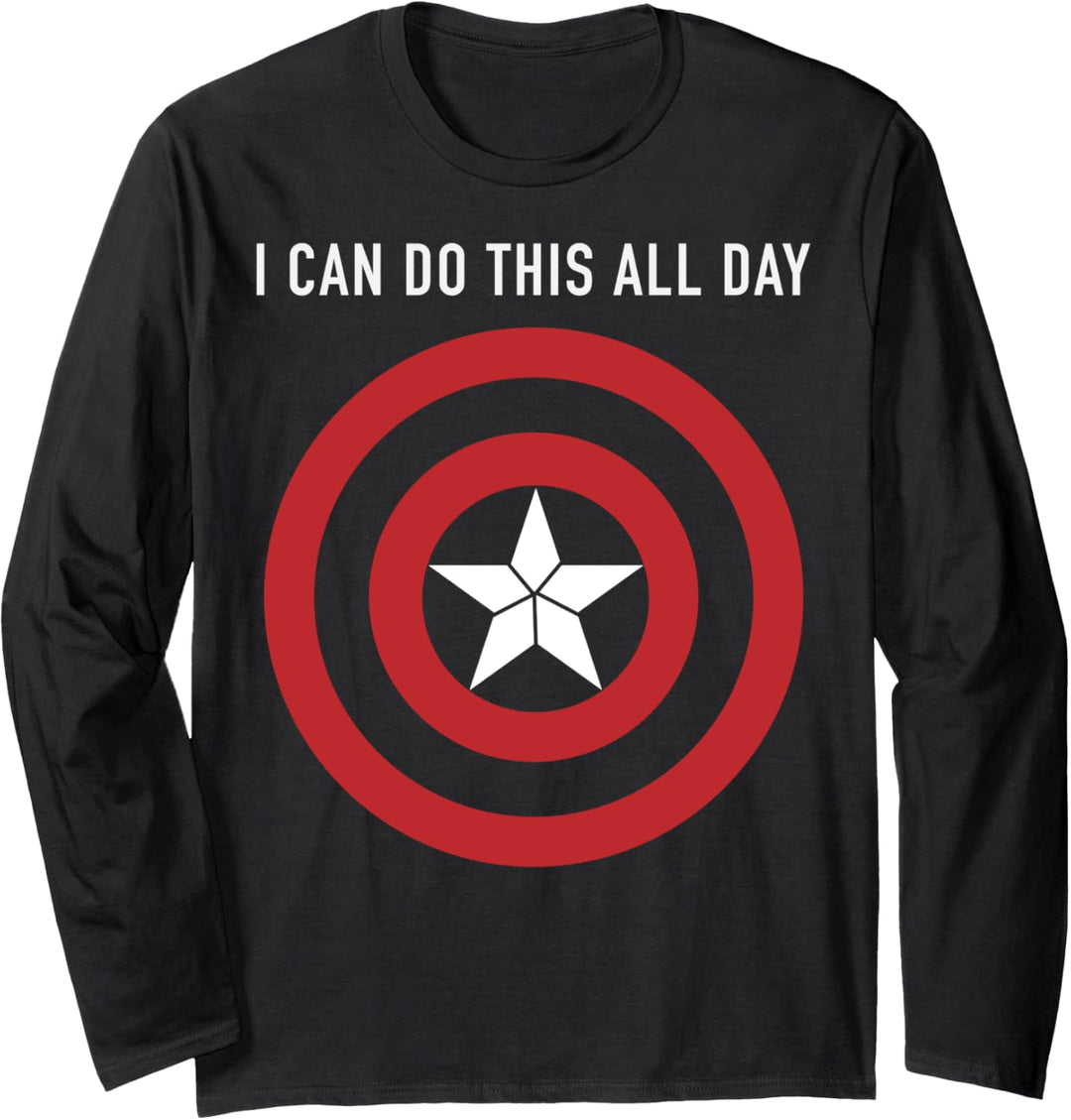 Marvel Captain America I Can Do This All Day Shield Portrait Langarmshirt