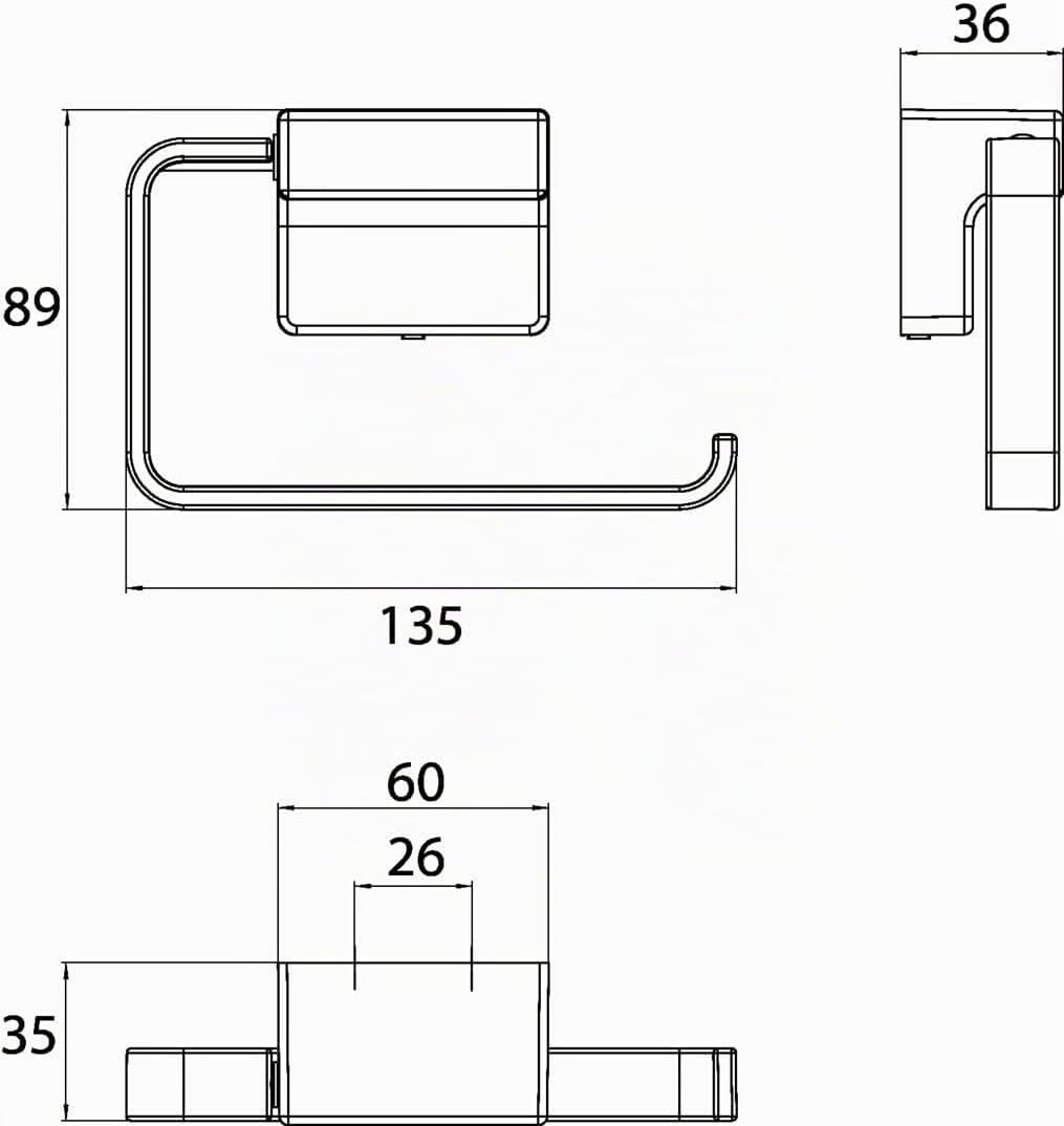 Emco Cue Papierhalter ohne Deckel, markant geformter Toilettenpapierhalter zum Kleben oder Schrauben