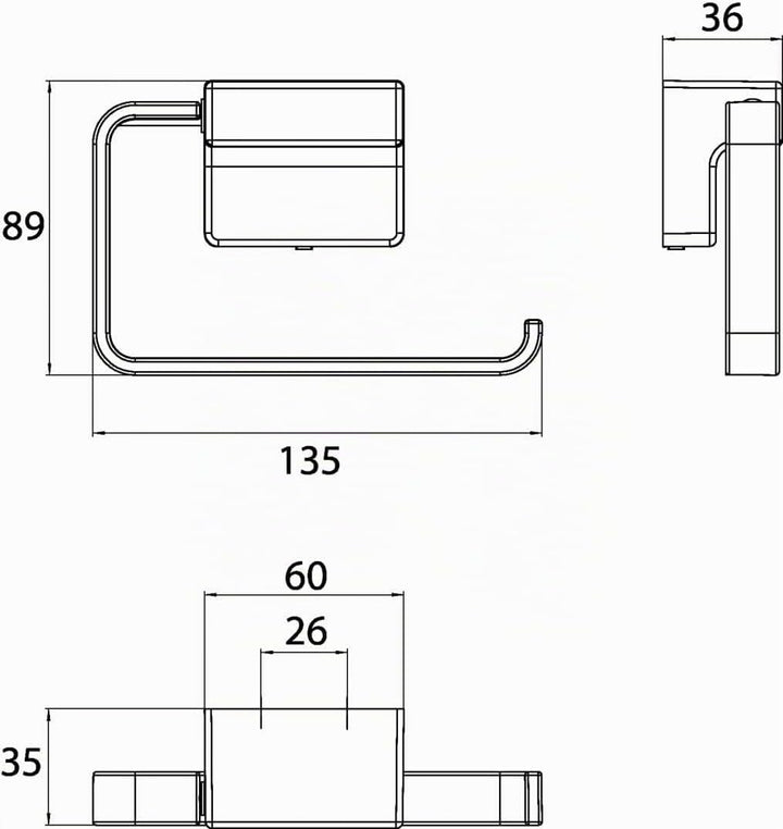 Emco Cue Papierhalter ohne Deckel, markant geformter Toilettenpapierhalter zum Kleben oder Schrauben