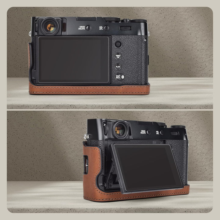 MUZIRI KINOKOO Fuji X100VI Tasche, Echtleder Halbschutzhülle kompatibel für Fujifilm X100VI Kamera –