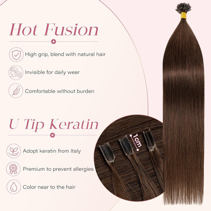 Elailite Bonding Extensions Echthaar Keratin U-Tip Haarverlängerung 100% Menschenhaar 1g/Strähne 16&