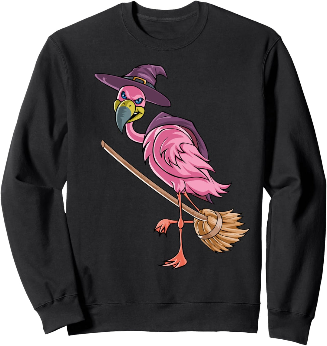 Halloween Flamingo Witch Shirt Scary Party Funny Broom Gift Sweatshirt