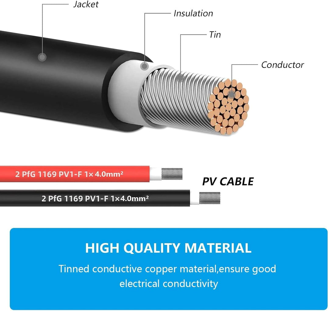 Solarkabel Verlängerung 15m,Solarkabel 4mm²,Solarkabel Verlängerungskabel,Photovoltaik Solarkabel So