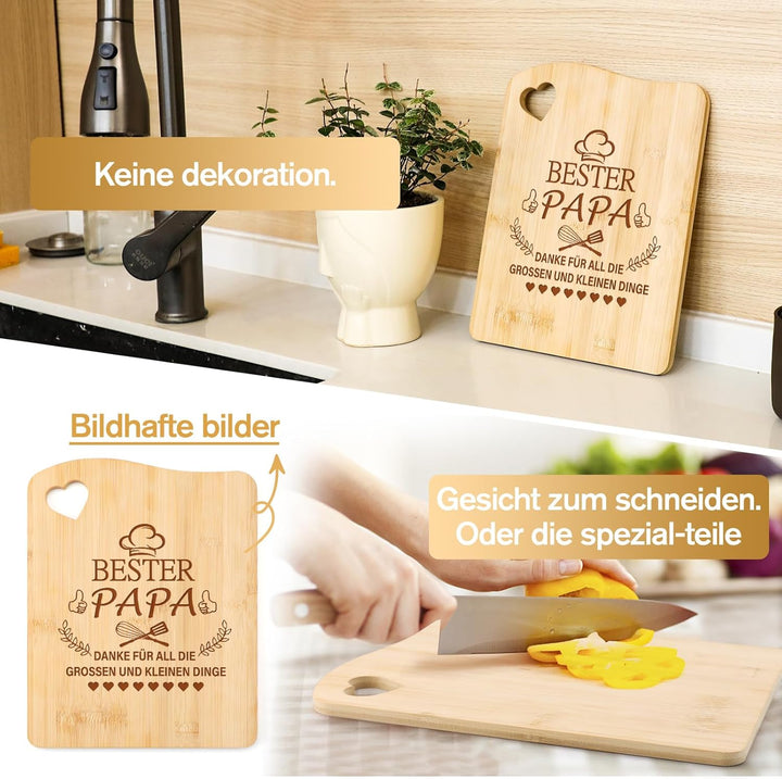 Papa Geschenk, Bambus Schneidebrett Geschenke für Bester Papa zum Geburtstag Weihnachten Ostern, Geb