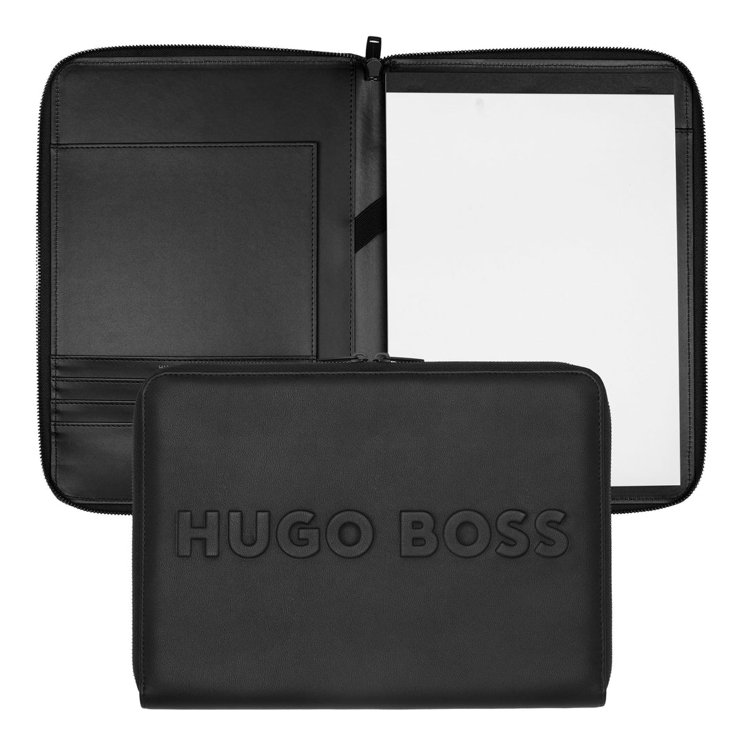 Hugo Boss Konferenzmappe Label A4 aus Kunstleder in der Farbe Schwarz, 31,5 x 25,8 x 4,4 cm, HTA209A