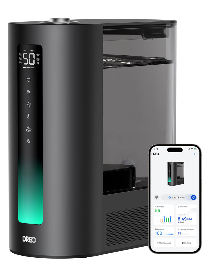 DREO 6L Smart Luftbefeuchter für grosse Räume, Warm- und Kaltnebel für Schlafzimmer, 60 Std. Laufzei