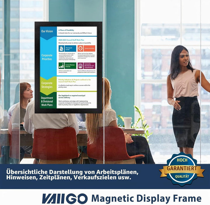 VAIIGO Magnetrahmen Info-Rahmen Selbstklebend mit Magnetverschluss für Informationsrahmen DIN A4 For