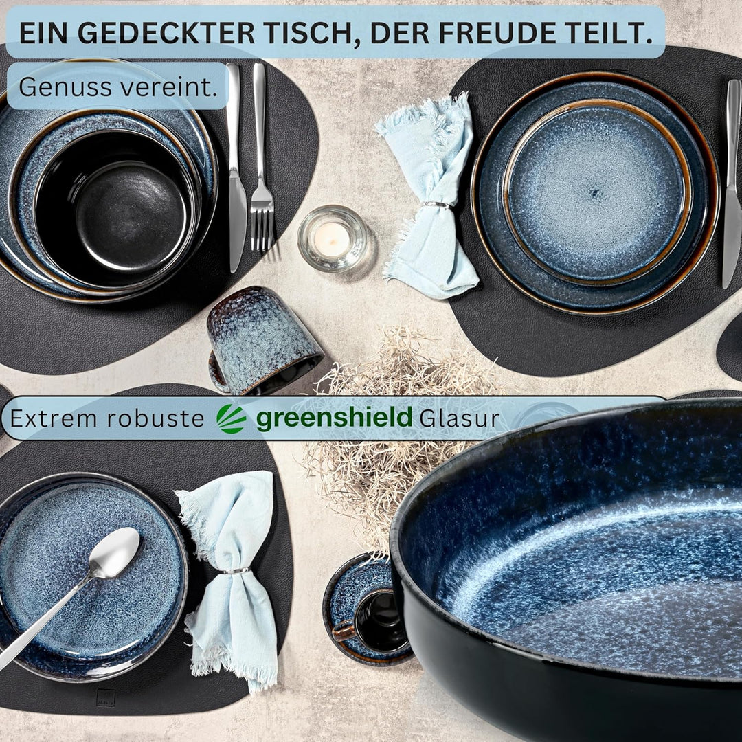 SÄNGER Osaka Steingut Pastaschalen 6 tlg, Nudel Schalen Set 6 Personen Osaka Pastaschalen 6 tlg., Os