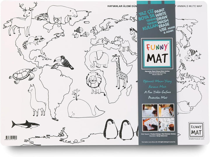 Akademie Kinder Lustig Matt Weltkarte Landkarte Tierwelt