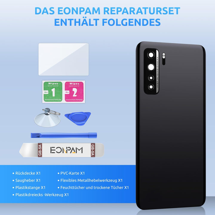 Eonpam Akkudeckel für Huawei P40 Lite 5G Rückseite Glas Original Backcover Back Glas Ersatz Reparatu