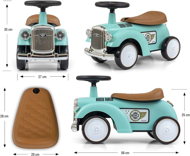 Vintage-Fahrzeug Royce von Milly Mally - Retro Rutschauto mit Hupe, Stauraum und Eva-Rädern für Kind