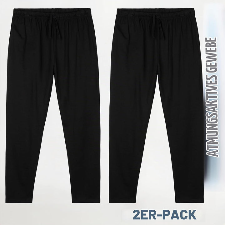CityComfort Herren Schlafanzughose Lang mit Seitentaschen &amp; elastischem Bund, 2er Pack XXL Bund mit
