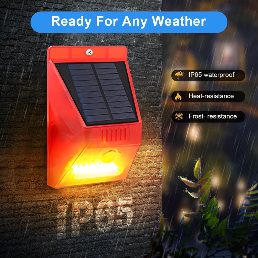 Solar Alarmanlage Blitz Hell mit Fernbedienung Bewegungsmelder Draussen Alarm Hell 129db Ton Sicherh