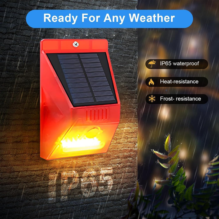 Solar Alarmanlage Blitz Hell mit Fernbedienung Bewegungsmelder Draussen Alarm Hell 129db Ton Sicherh