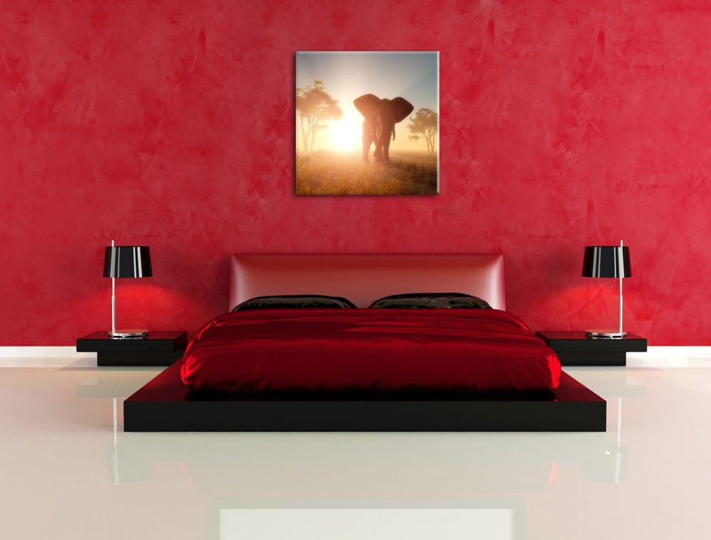 Pixxprint Grosser afrikanischer Elefant in der Wüste, Format: 70x70 auf Leinwand, 70x70
