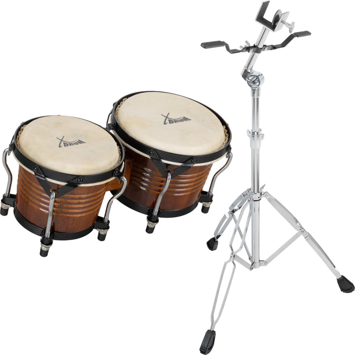 XDrum Bongos Pro Tobacco - 2 Trommeln mit 6,5" (17 cm) und 7,5" (20 cm) Durchmesser - Bongotrommeln