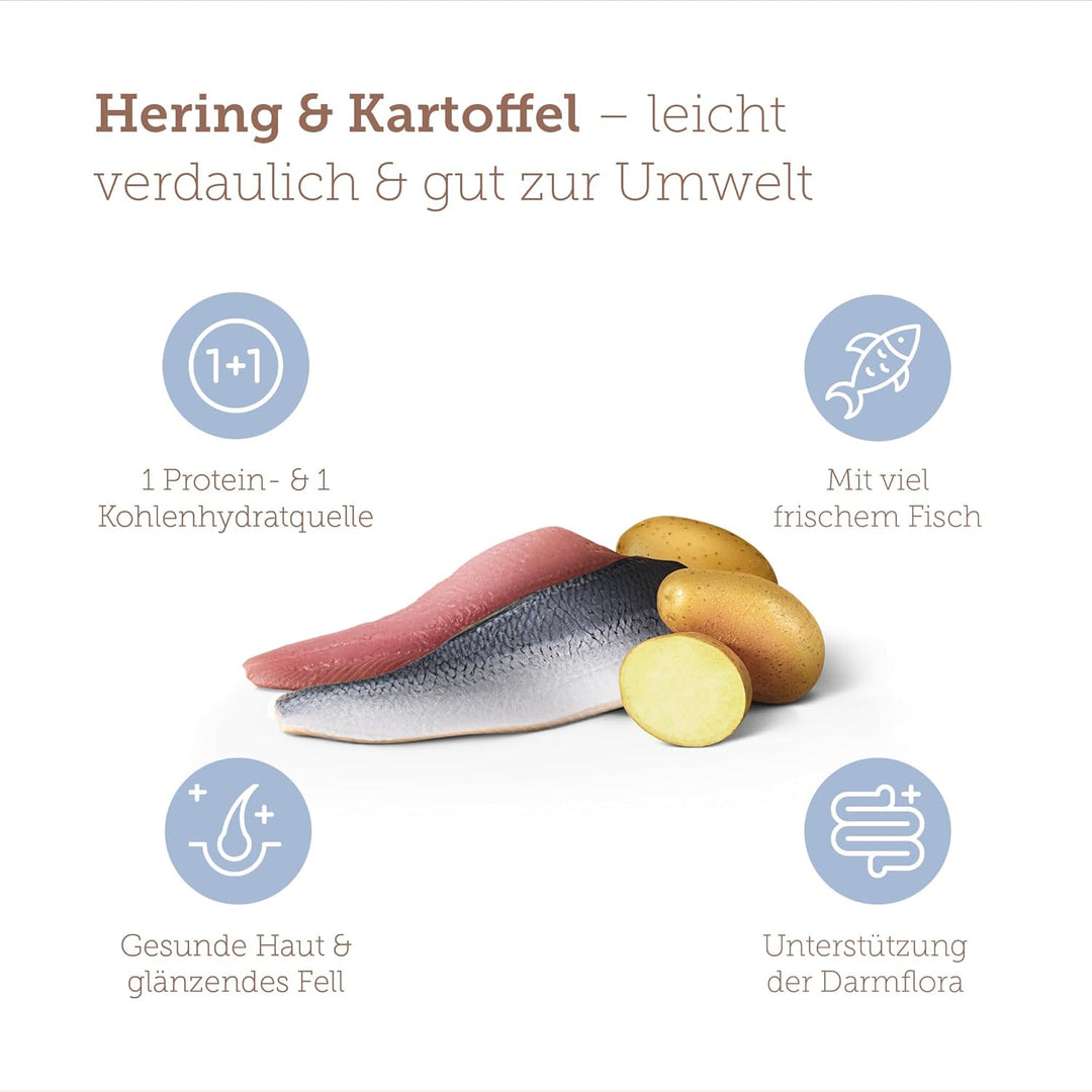 MERA pure sensitive Fresh Meat Hering &amp; Kartoffeln, Hundefutter trocken mit viel frischem Fleisch, g