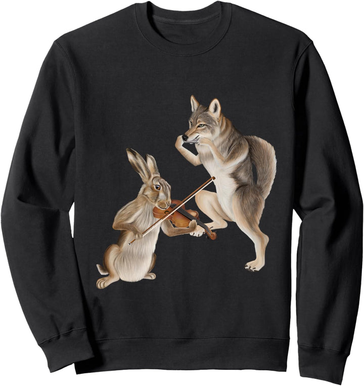 Geige und Mundharmonika - Kojote und ein Hase Sweatshirt