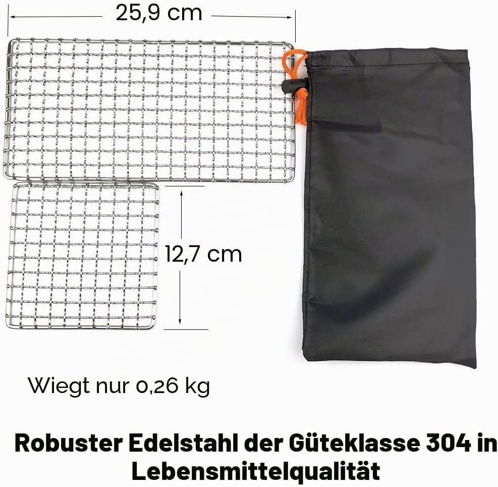 Rayeeley Bushcraft Grills Backpacker Grills, Lagerfeuer Kochen, Grillrost, hochfeste Outdoor-Netzaus